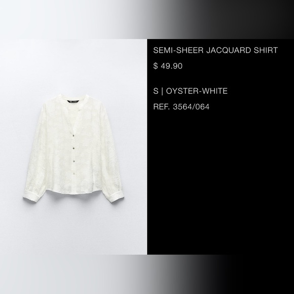 ZARA SEMI-SHEER JACQUARD SHIRT - Picture 2 of 5